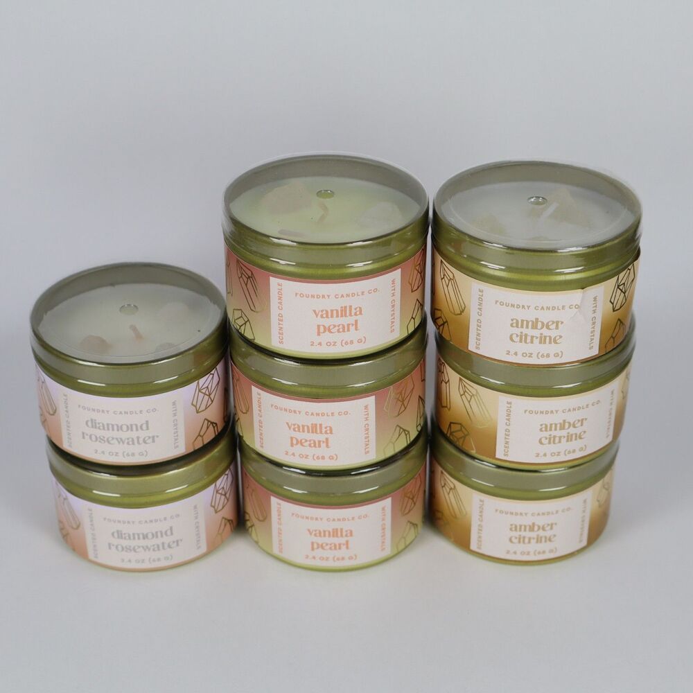 Place & Time Candle Lot of 8 - Diamond Rosewater / Vanilla Pearl / Amber Citrine